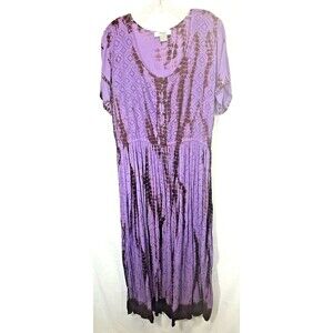 On The Plus Side Making It Big Purple Button Knit Top Embroidered Maxi Dress 1X
